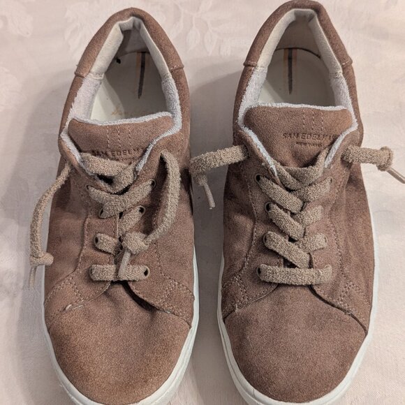 Sam Edelman Girls Ethyl Sneakers Sz 4 Brown Suede Low Top Lace-Up Kids Shoes - Picture 2 of 8